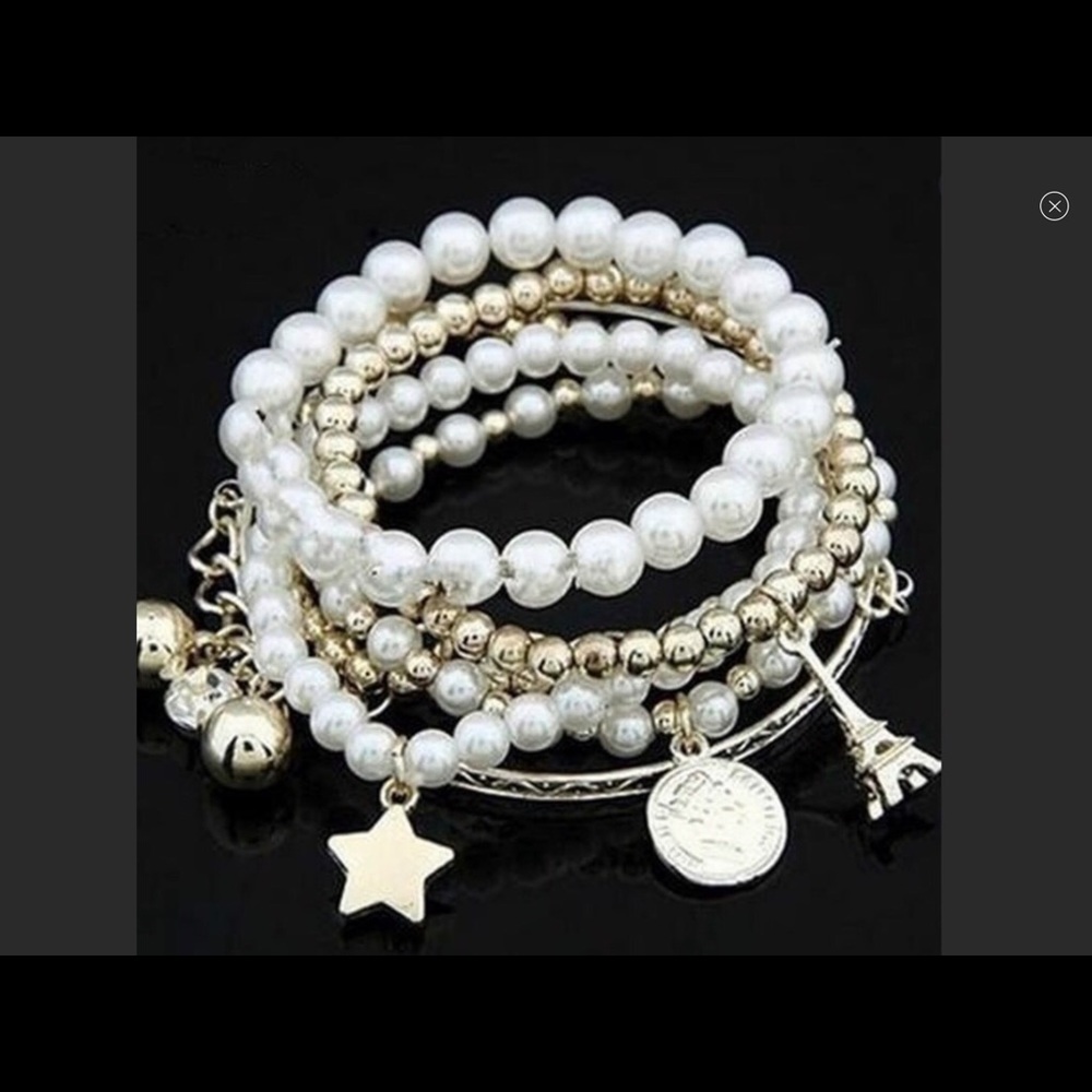Paris Eiffel Tower Multi Piece Layered Charm Bracelet - Picture 5 of 6